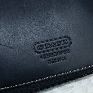 Coach Black Leather Zip CD/DVD Case Organizer, Removable Insert